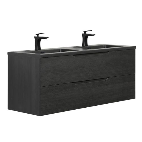 Meuble De Salle De Bain Set Cairo 120 X 48 Cm   Chêne Noir   Meuble De Salle De Bain Avec Lavabo
