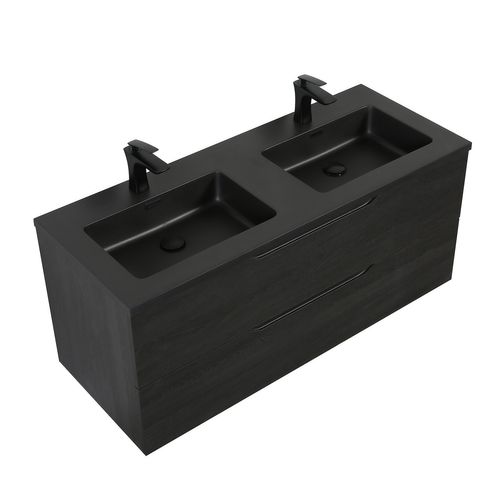 Meuble De Salle De Bain Set Cairo 120 X 48 Cm   Chêne Noir   Meuble De Salle De Bain Avec Lavabo