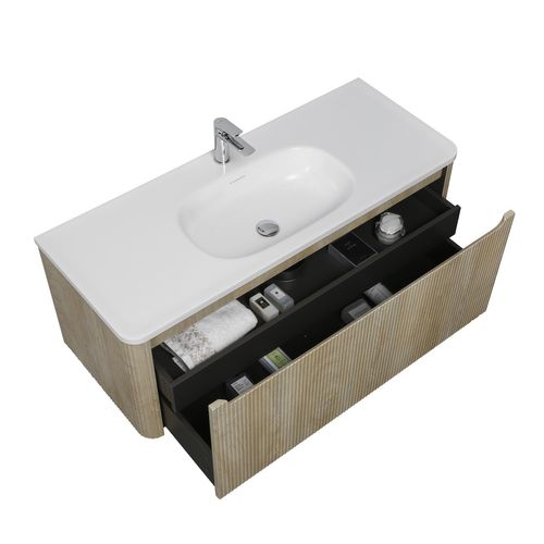 Meuble De Salle De Bain Set Tundra 120 X 48 Cm   Chêne Clair   Meuble De Salle De Bain Avec Lavabo
