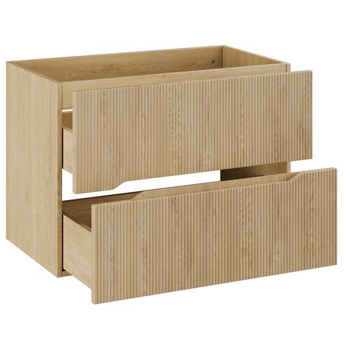 Meuble De Salle De Bain Nova 80 Cm – Chêne – Meuble Vasque Suspendu Avec 2 Tiroirs