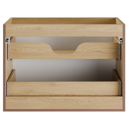 Meuble De Salle De Bain Nova 80 Cm – Chêne – Meuble Vasque Suspendu Avec 2 Tiroirs
