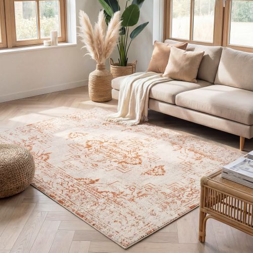 Tapis Vintage - Spring Ethnic Crème/terracotta - Rectangle - 120x170 Cm