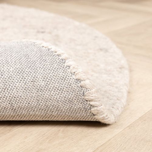 Tapis En Laine Rond - Feline Blanc/chiné - Rond - D. 200 Cm