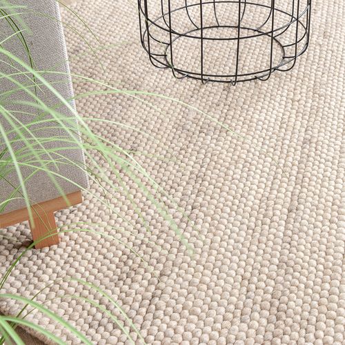 Tapis En Laine Rond - Feline Blanc/chiné - Rond - D. 200 Cm