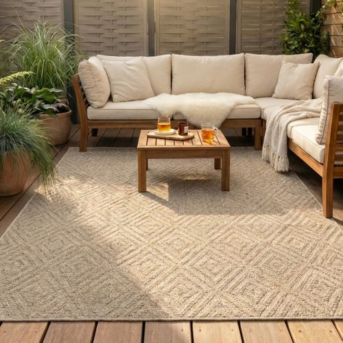 Tapis D'extérieur En Jute - Fora Tile Naturel - Rectangle - 80x150 Cm
