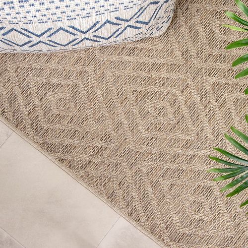 Tapis D'extérieur En Jute - Fora Tile Naturel - Rectangle - 80x150 Cm