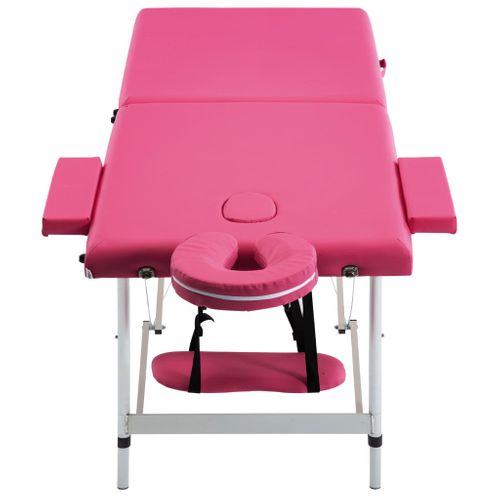 Table De Massage Pliable 2 Zones Aluminium Rose