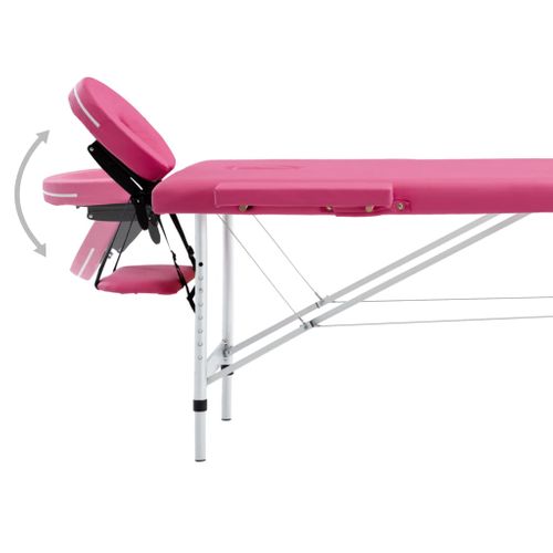 Table De Massage Pliable 2 Zones Aluminium Rose