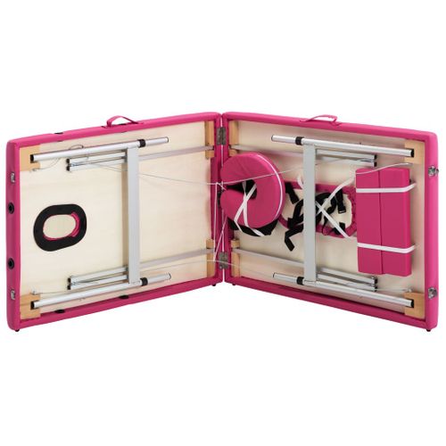 Table De Massage Pliable 2 Zones Aluminium Rose