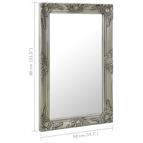 Miroir Mural Style Baroque 50x80 Cm Argenté
