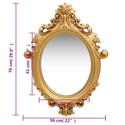 Miroir Mural Style Château 56x76 Cm Doré