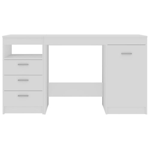 Bureau Lot 1 Bois Contreplaqué Blanc 140x50x76 Cm 3 Tiroirs Porte Murale Sécurisée