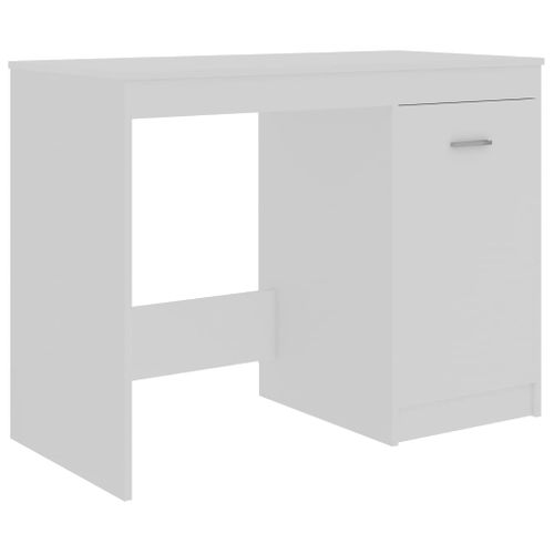 Bureau Lot 1 Bois Contreplaqué Blanc 140x50x76 Cm 3 Tiroirs Porte Murale Sécurisée