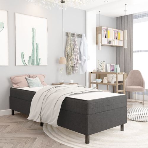 Sommier déco à Lattes Gris Foncé Tissu 100x200 Cm