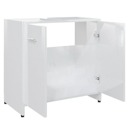 Meuble Sous-Vasque De Salle De Bain Blanc Brillant 60x33x61 Cm Aggloméré