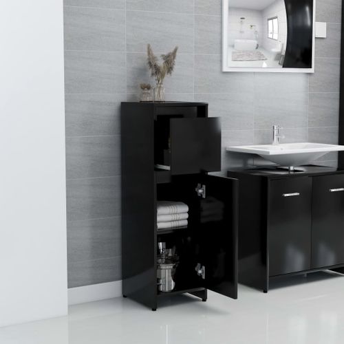 Armoire De Salle De Bain Noir 30x30x95 Cm Aggloméré
