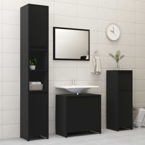 Armoire De Salle De Bain Noir 30x30x95 Cm Aggloméré