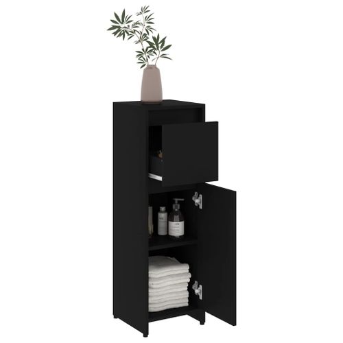 Armoire De Salle De Bain Noir 30x30x95 Cm Aggloméré