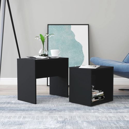 Ensemble De Table Basse Noir 48x30x45 Cm Bois Contreplaqué