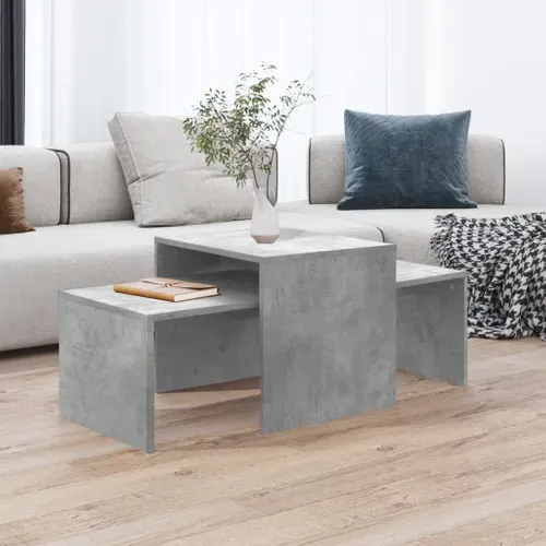 Ensemble De Tables Basses Gigogne Gris Béton 100x48x40 Cm Bois D'ingénierie Tables D'appoint