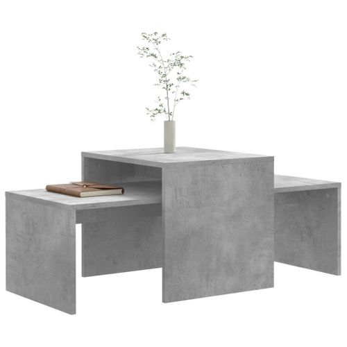 Ensemble De Tables Basses Gigogne Gris Béton 100x48x40 Cm Bois D'ingénierie Tables D'appoint