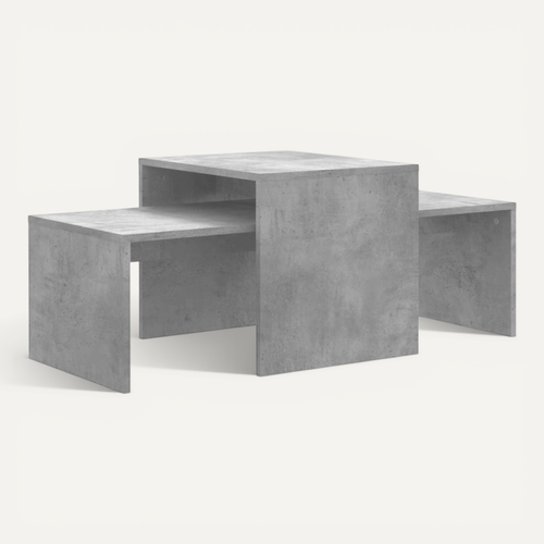 Ensemble De Tables Basses Gigogne Gris Béton 100x48x40 Cm Bois D'ingénierie Tables D'appoint