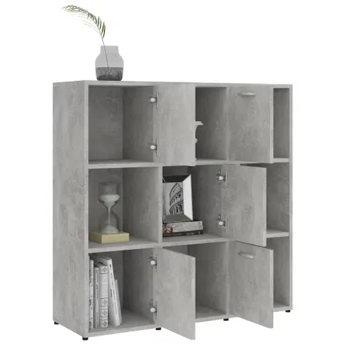 Bibliothèque Gris Béton 90x30x90 Cm Bois Contreplaqué