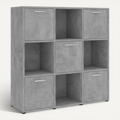 Bibliothèque Gris Béton 90x30x90 Cm Bois Contreplaqué
