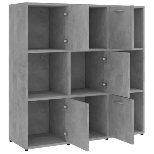 Bibliothèque Gris Béton 90x30x90 Cm Bois Contreplaqué