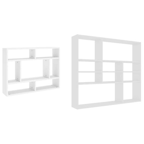 étagère Murale Blanc 90x16x78cm Bois Contreplaqué