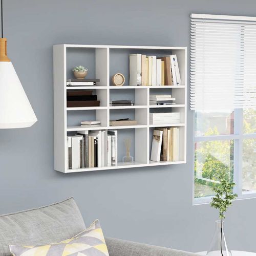 étagère Murale Blanc 90x16x78cm Bois Contreplaqué