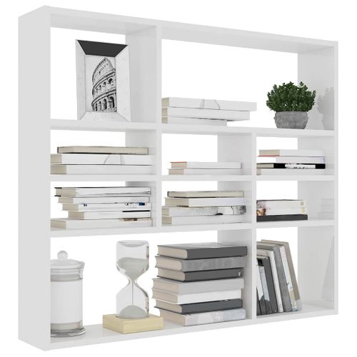 étagère Murale Blanc 90x16x78cm Bois Contreplaqué