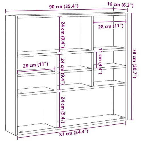 étagère Murale Blanc 90x16x78cm Bois Contreplaqué