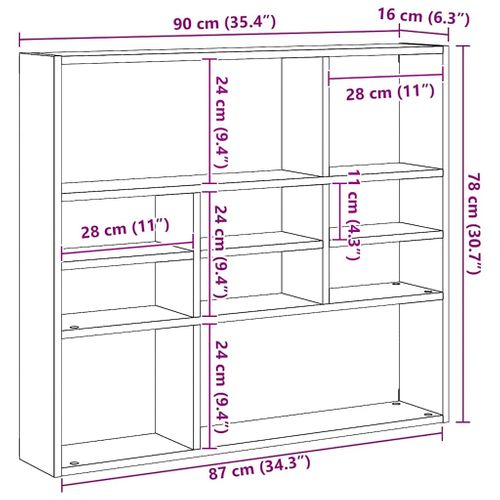 étagère Murale Chêne Sonoma 90x16x78 Cm Bois Contreplaqué