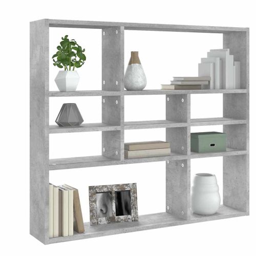 étagère Murale Gris Béton 90x16x78 Cm Bois D’contreplaqué