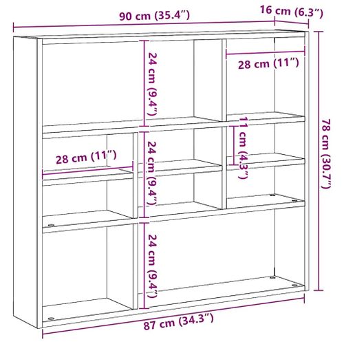 étagère Murale Gris Béton 90x16x78 Cm Bois D’contreplaqué