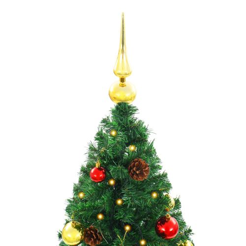 Arbre De Noël Artificiel Pré-éclairé Avec Boules Vert 210 Cm