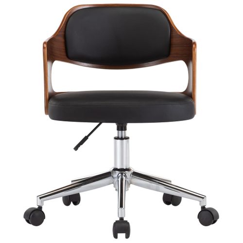 Chaise Pivotante De Bureau Noir Bois Courbé Et Simili
