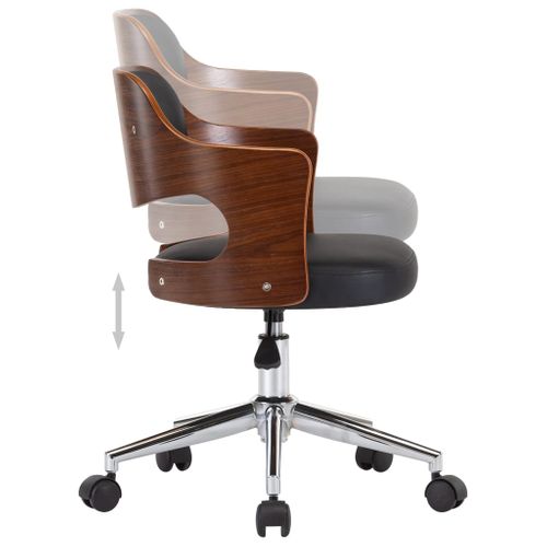 Chaise Pivotante De Bureau Noir Bois Courbé Et Simili