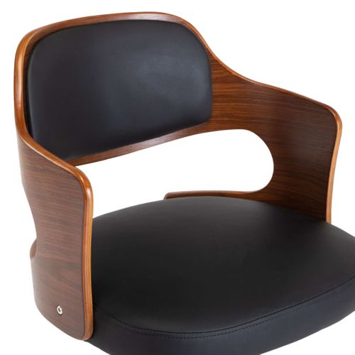 Chaise Pivotante De Bureau Noir Bois Courbé Et Simili