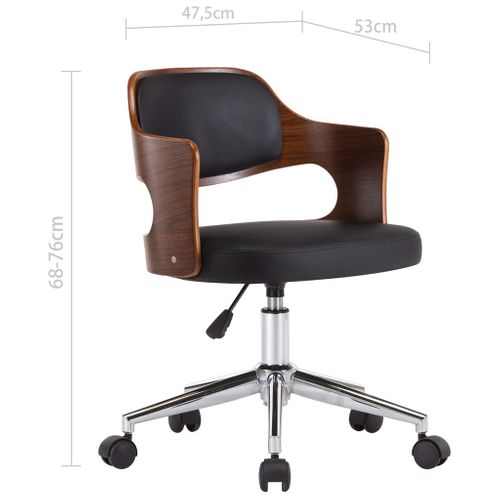 Chaise Pivotante De Bureau Noir Bois Courbé Et Simili