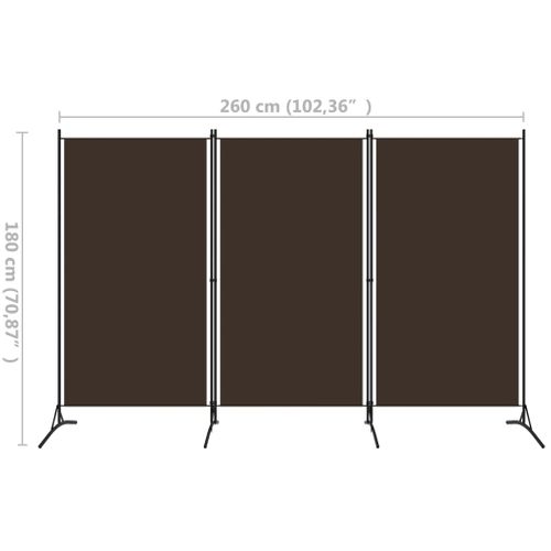 Cloison De Séparation 3 Panneaux Marron 260x180 Cm