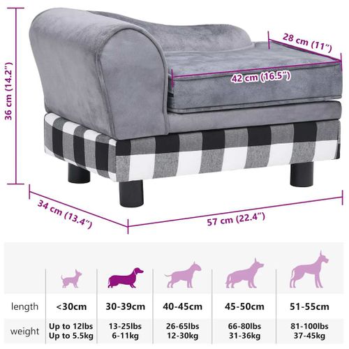 Canapé Pour Chien Gris 57x34x36 Cm Peluche