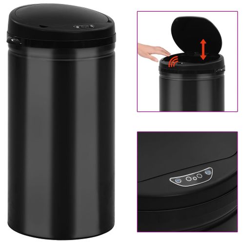 Poubelle à Capteur Automatique 50 L Acier Au Carbone Noir