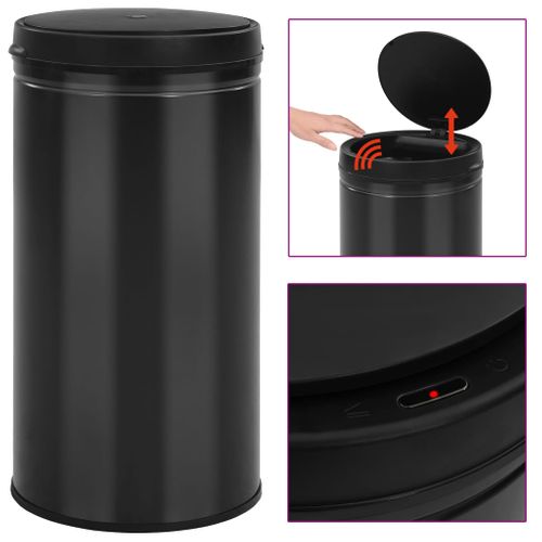 Poubelle à Capteur Automatique 60 L Acier Au Carbone Noir