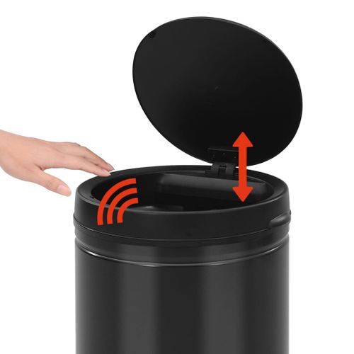 Poubelle à Capteur Automatique 60 L Acier Au Carbone Noir