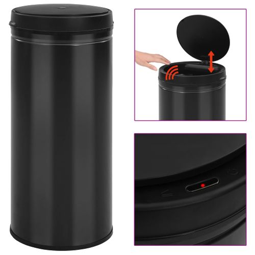 Poubelle À Capteur Automatique 80 L Acier Au Carbone Noir