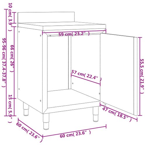 Table De Travail Commerciale Avec Armoire 60x60x96 Cm Inox