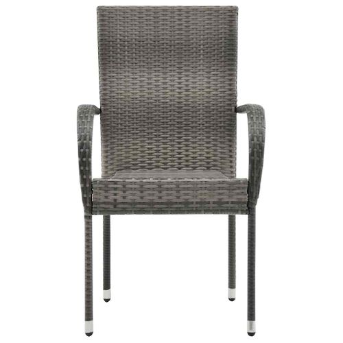 Lot 4 Chaises Empilables Extérieures Résine Tressée Gris Acier Poudre
