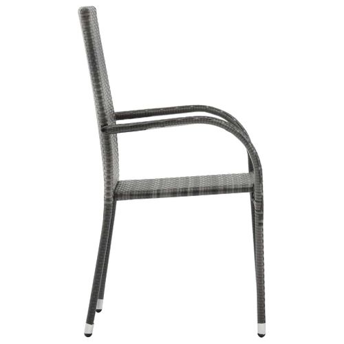 Lot 4 Chaises Empilables Extérieures Résine Tressée Gris Acier Poudre